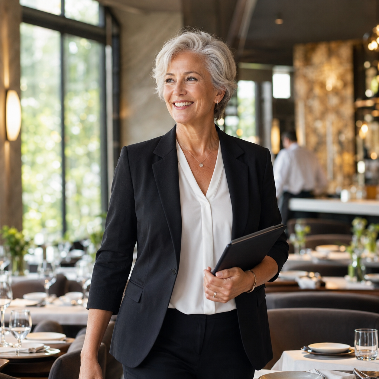 Älteres Paar genießt ein Restaurant-Besuch dank vitaler Gesundheit